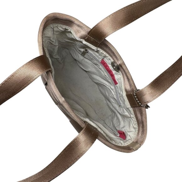 The Original Harvey's Seatbelt Bag Tan Beige Two Handle Small Tote Bag Purse - Picture 7 of 10